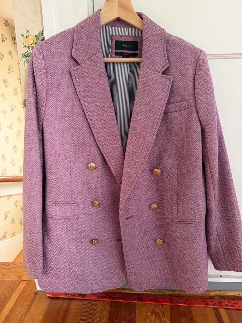 J. Crew Women’s Double-Breasted Blazer in Lavender Herringbone